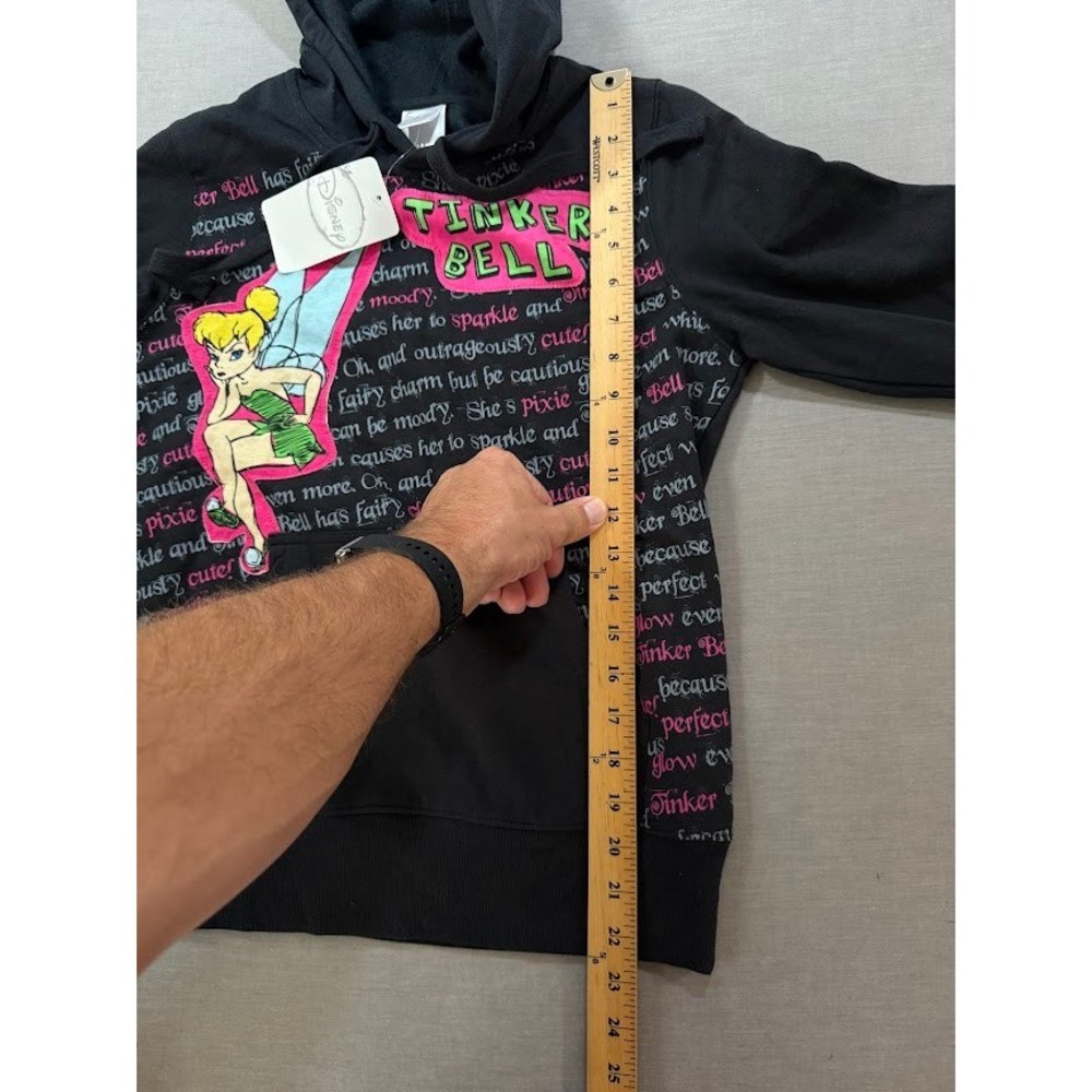 Disney Tinker Bell Black Hoodie Sweatshirt Graphic Print Hooded Top Size‎ M - Picture 5 of 6